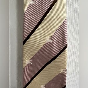 Burberry London Pink Cream Brown Striped Silk Tie